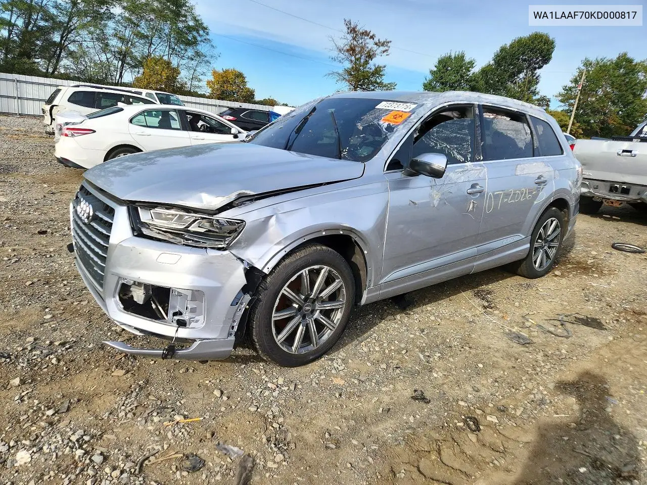 AUDI Q7 2019, VIN WA1LAAF70KD000817