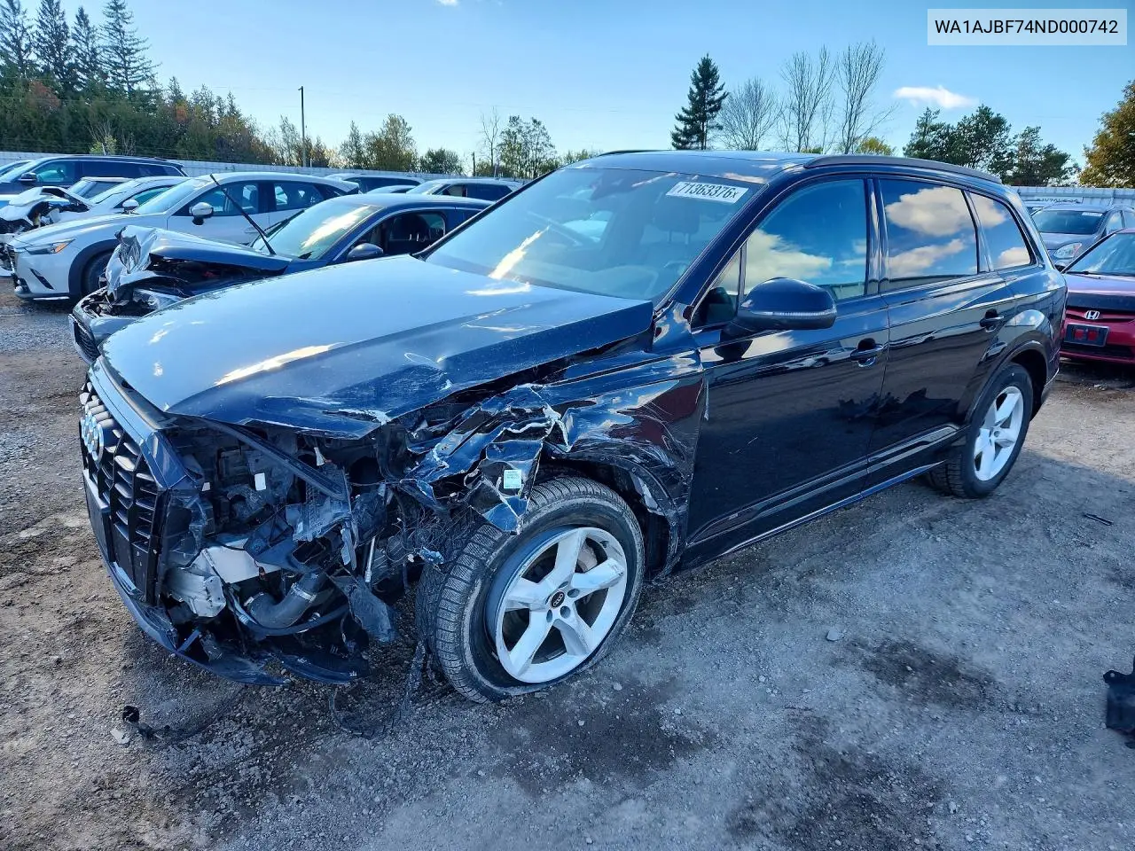AUDI Q7 2022, VIN WA1AJBF74ND000742