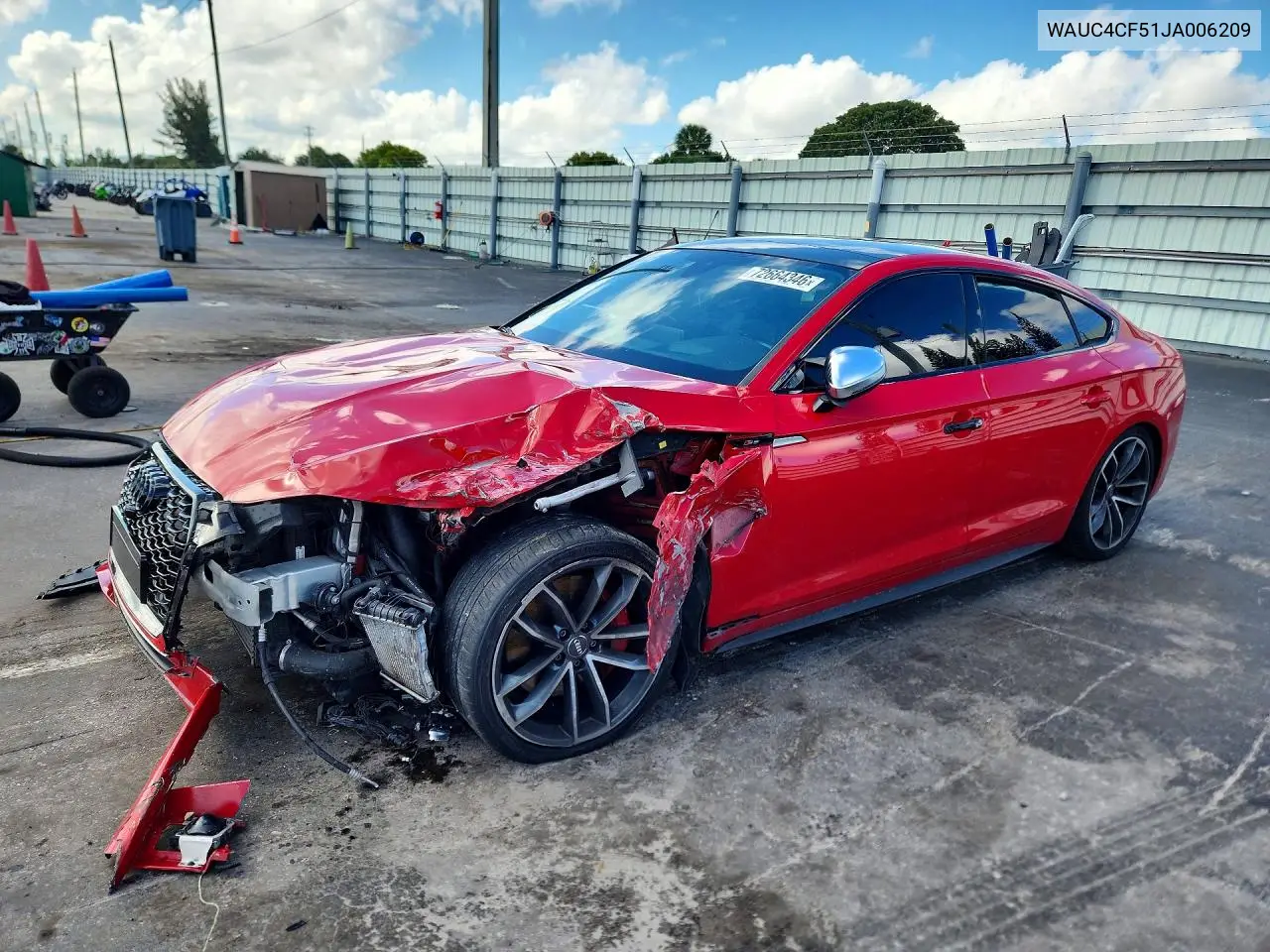 AUDI S5 2018, VIN WAUC4CF51JA006209
