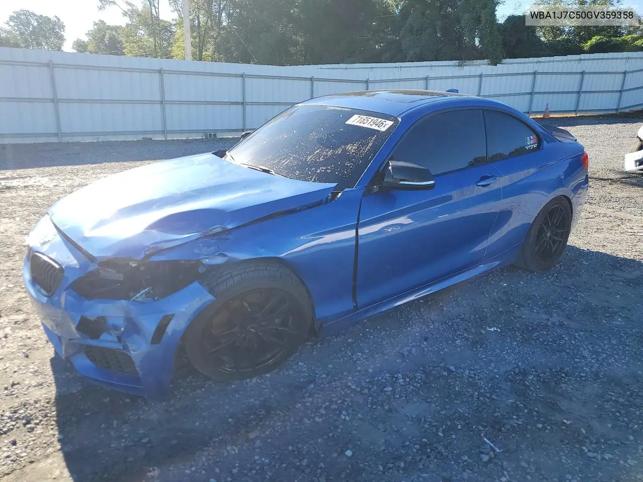 BMW 2ER 2016, VIN WBA1J7C50GV359358