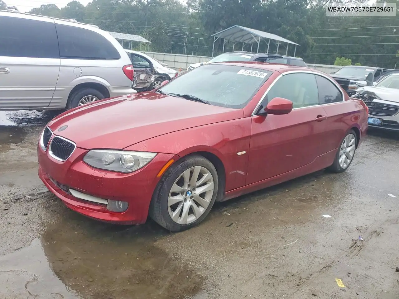 BMW 3ER 2012, VIN WBADW7C57CE729651