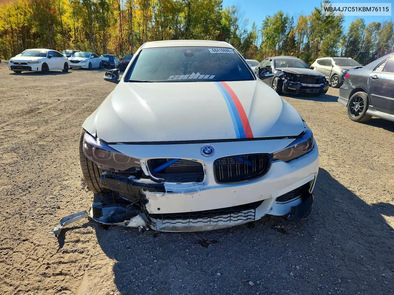 2019 BMW 4ER VIN WBA4J7C51KBM76115 — фото 5