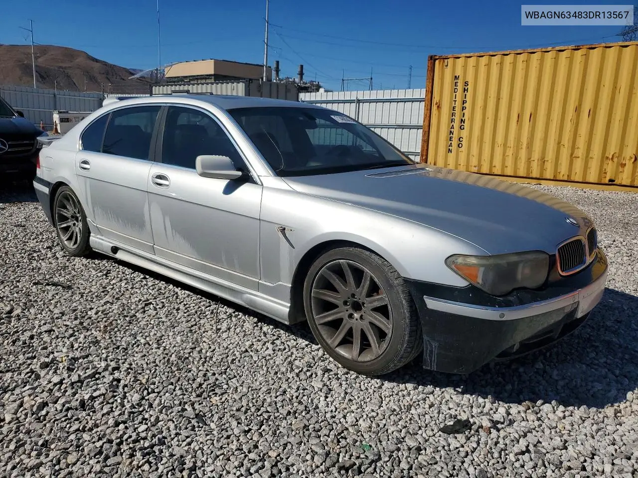 2003 BMW 7ER VIN WBAGN63483DR13567 — фото 4