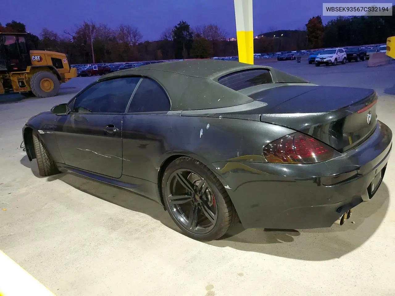 2007 BMW M6 VIN WBSEK93567CS32194 — фото 2