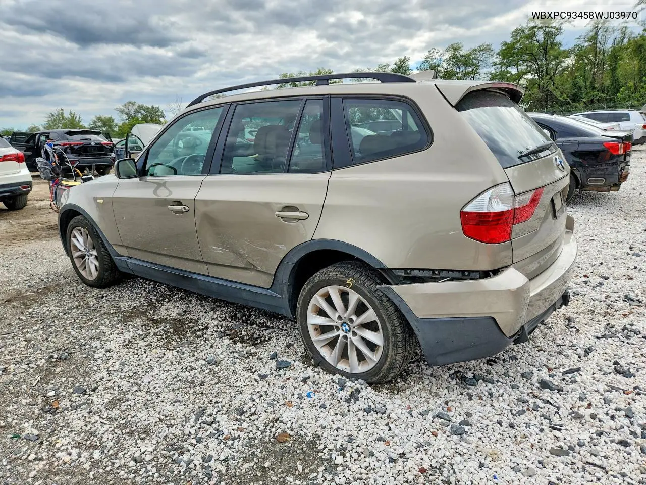 2008 BMW X3 VIN WBXPC93458WJ03970 — фото 3