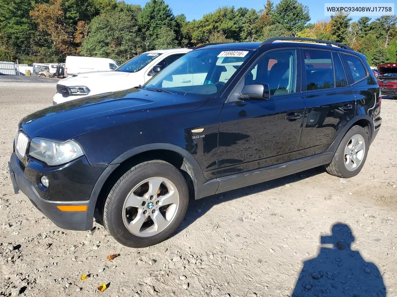 BMW X3 2008, VIN WBXPC93408WJ17758