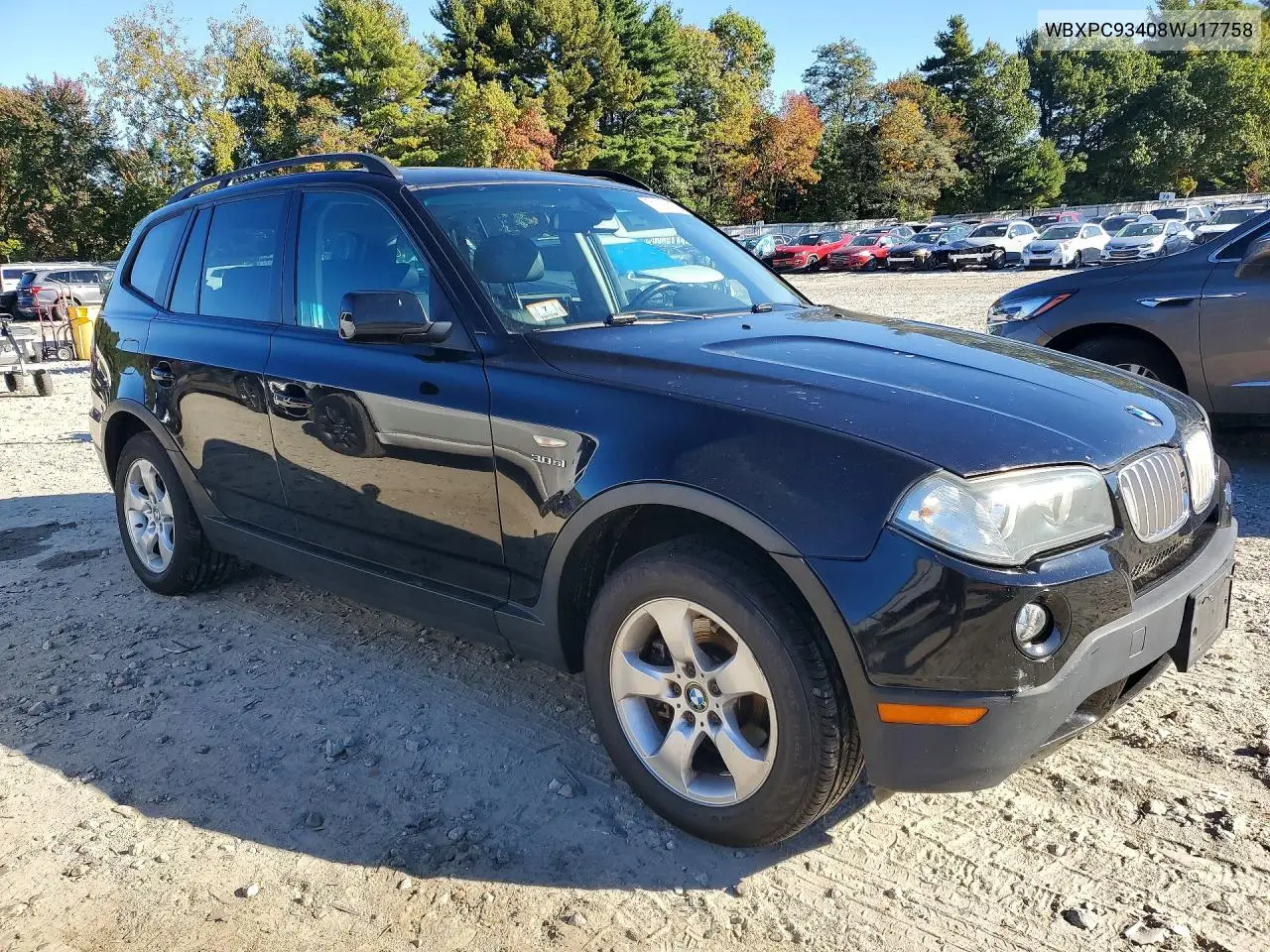 2008 BMW X3 VIN WBXPC93408WJ17758 — фото 4