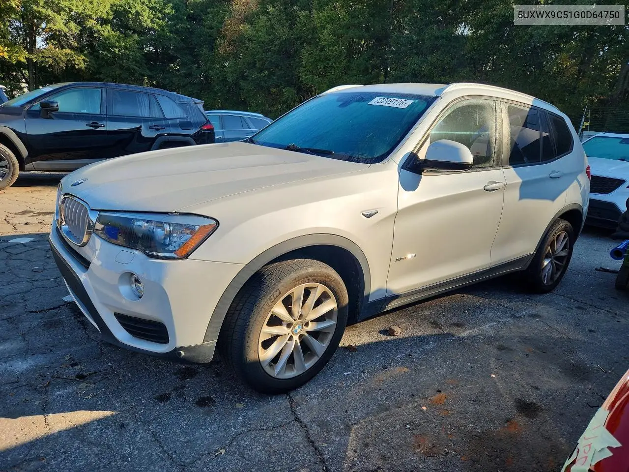 BMW X3 2016, VIN 5UXWX9C51G0D64750