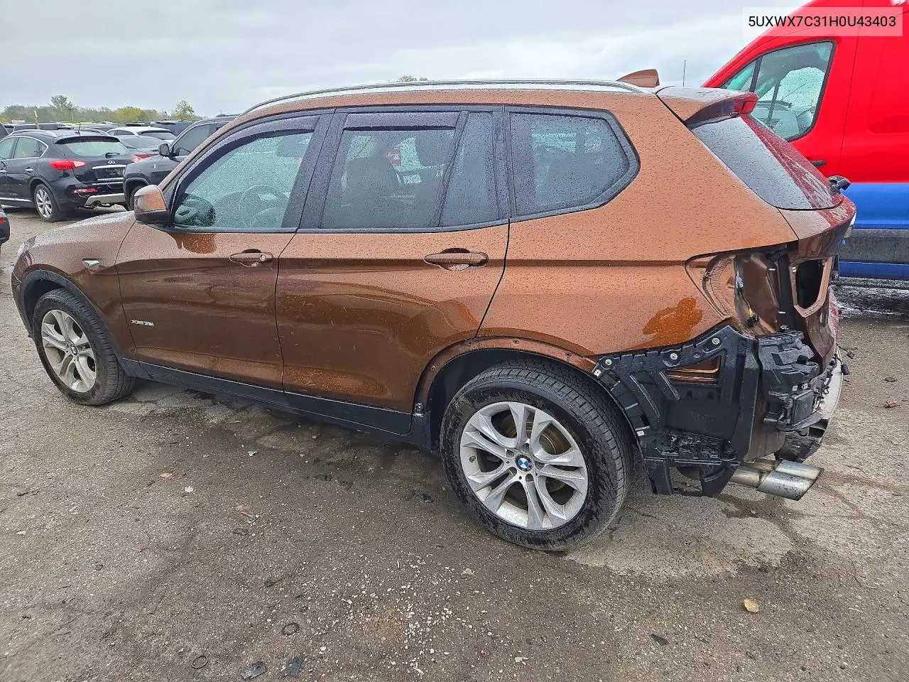 2017 BMW X3 VIN 5UXWX7C31H0U43403 — фото 2