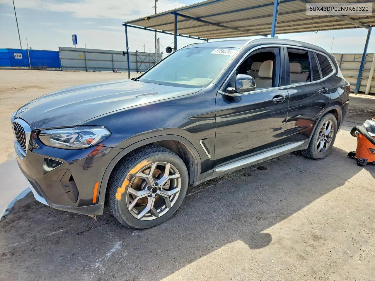 BMW X3 2022, VIN 5UX43DP02N9K69320