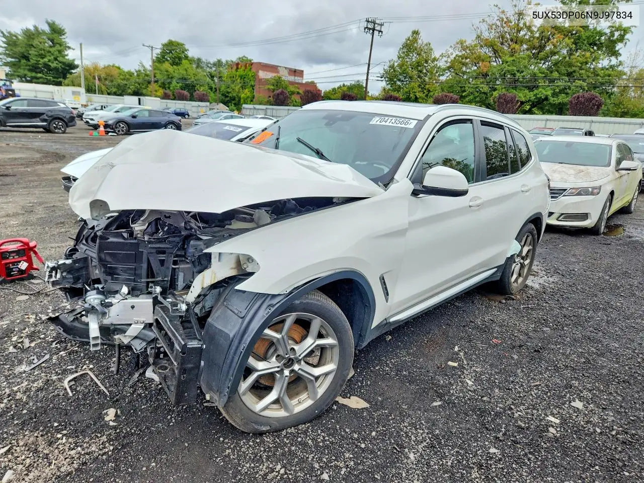 BMW X3 2022, VIN 5UX53DP06N9J97834