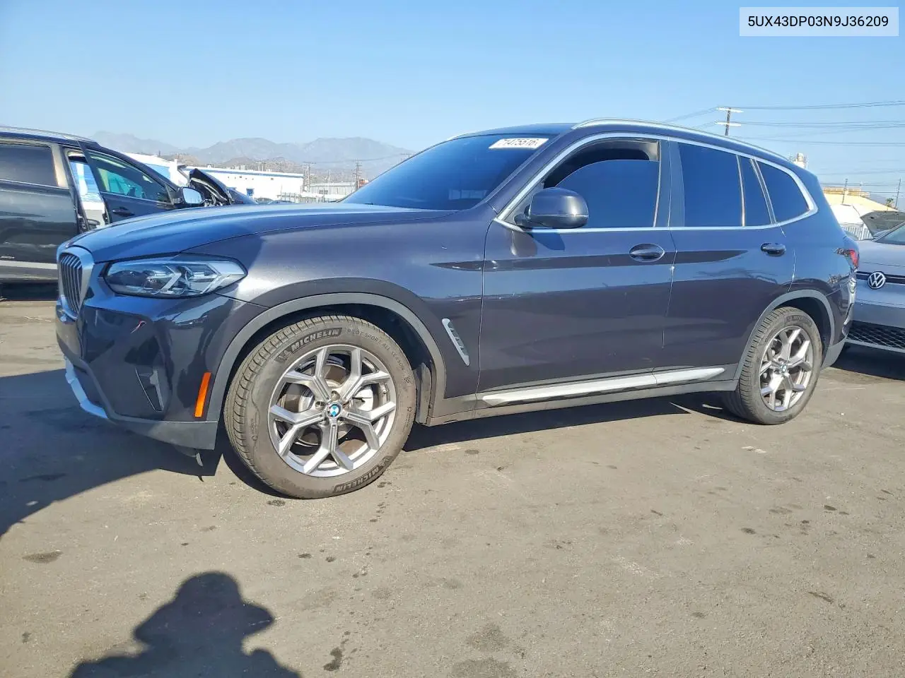 BMW X3 2022, VIN 5UX43DP03N9J36209