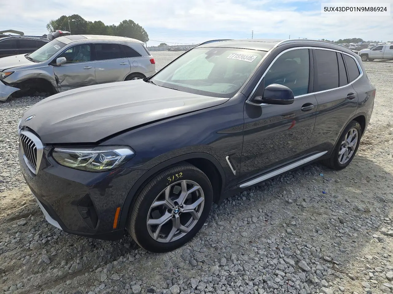 BMW X3 2022, VIN 5UX43DP01N9M86924