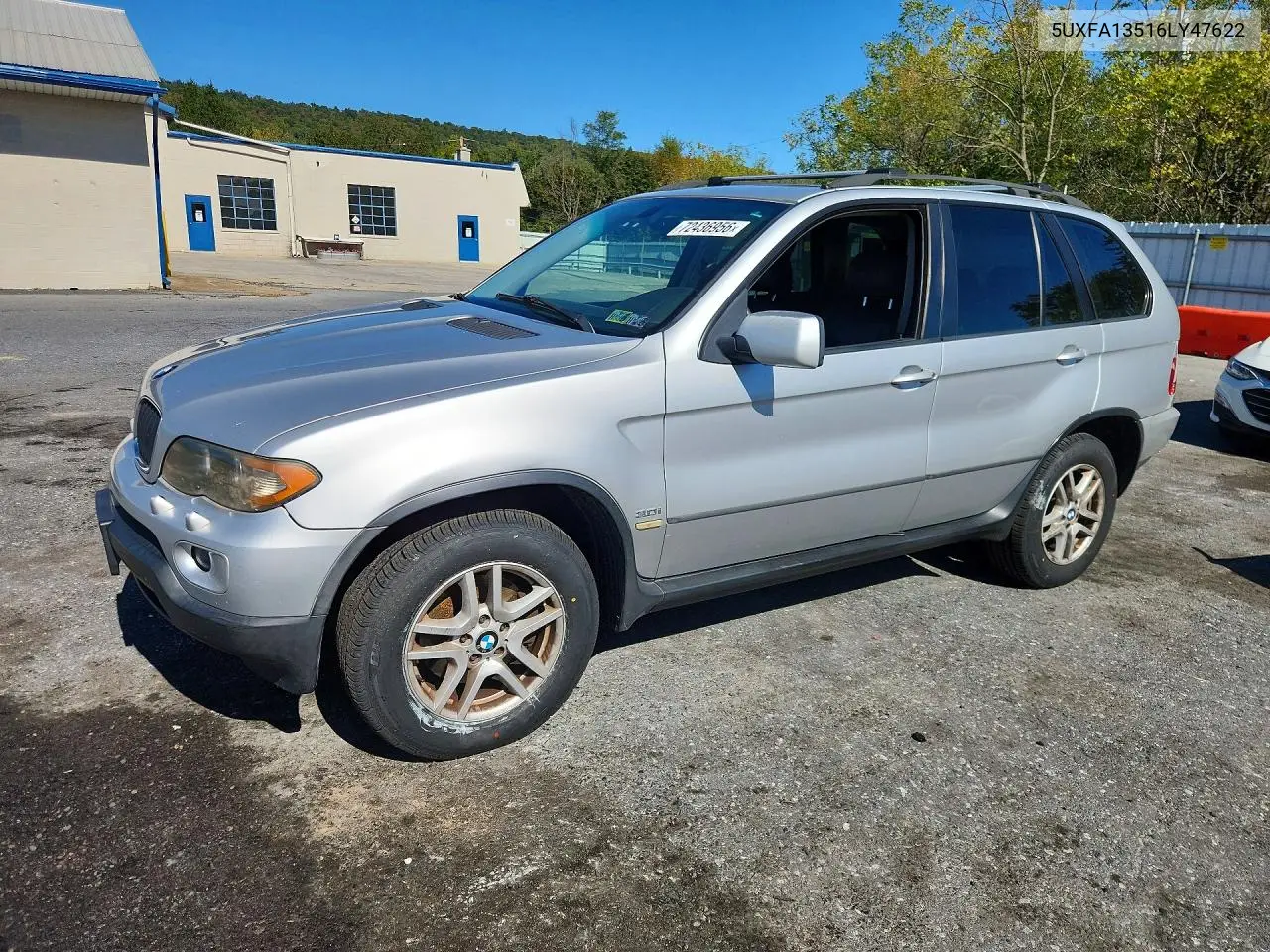 BMW X5 2006, VIN 5UXFA13516LY47622