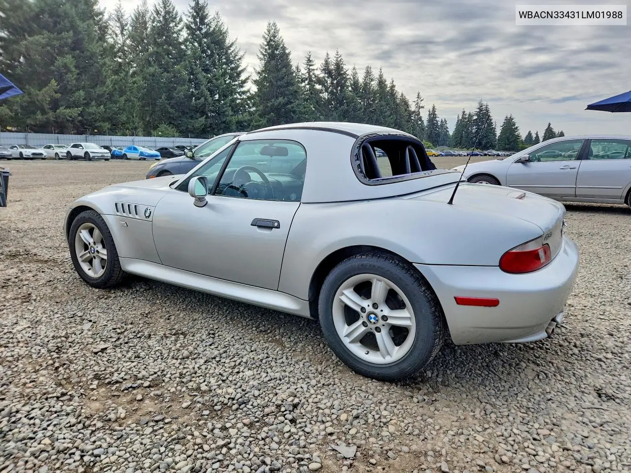 2001 BMW Z3 VIN WBACN33431LM01988 — фото 2