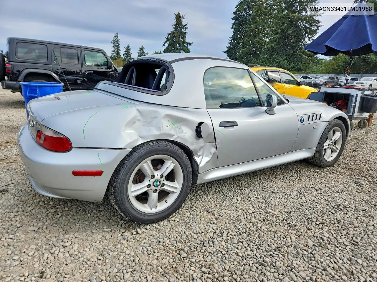 2001 BMW Z3 VIN WBACN33431LM01988 — фото 3