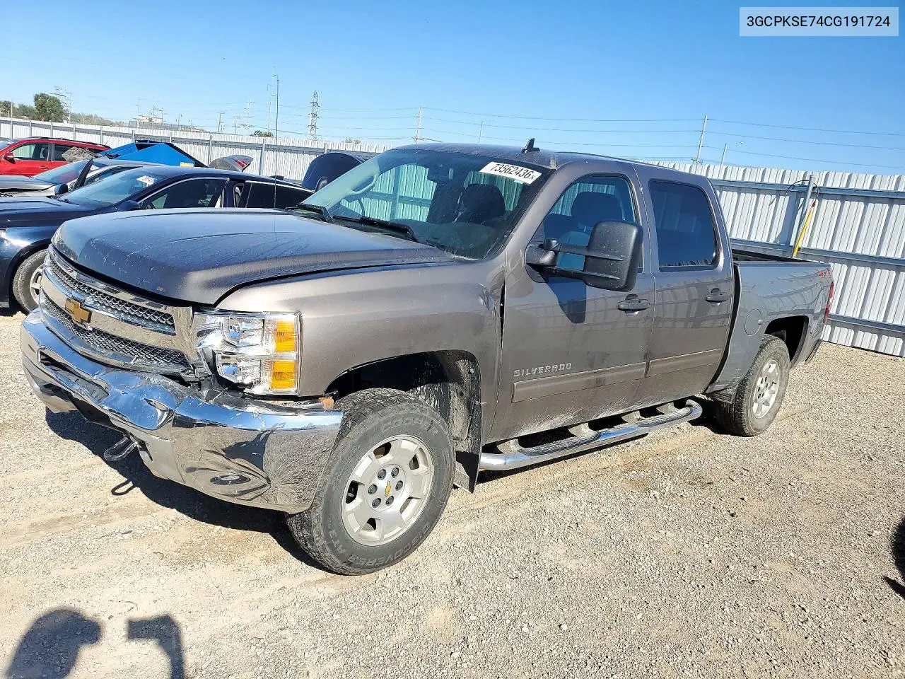 CHEVROLET SILVERADO 2012, VIN 3GCPKSE74CG191724