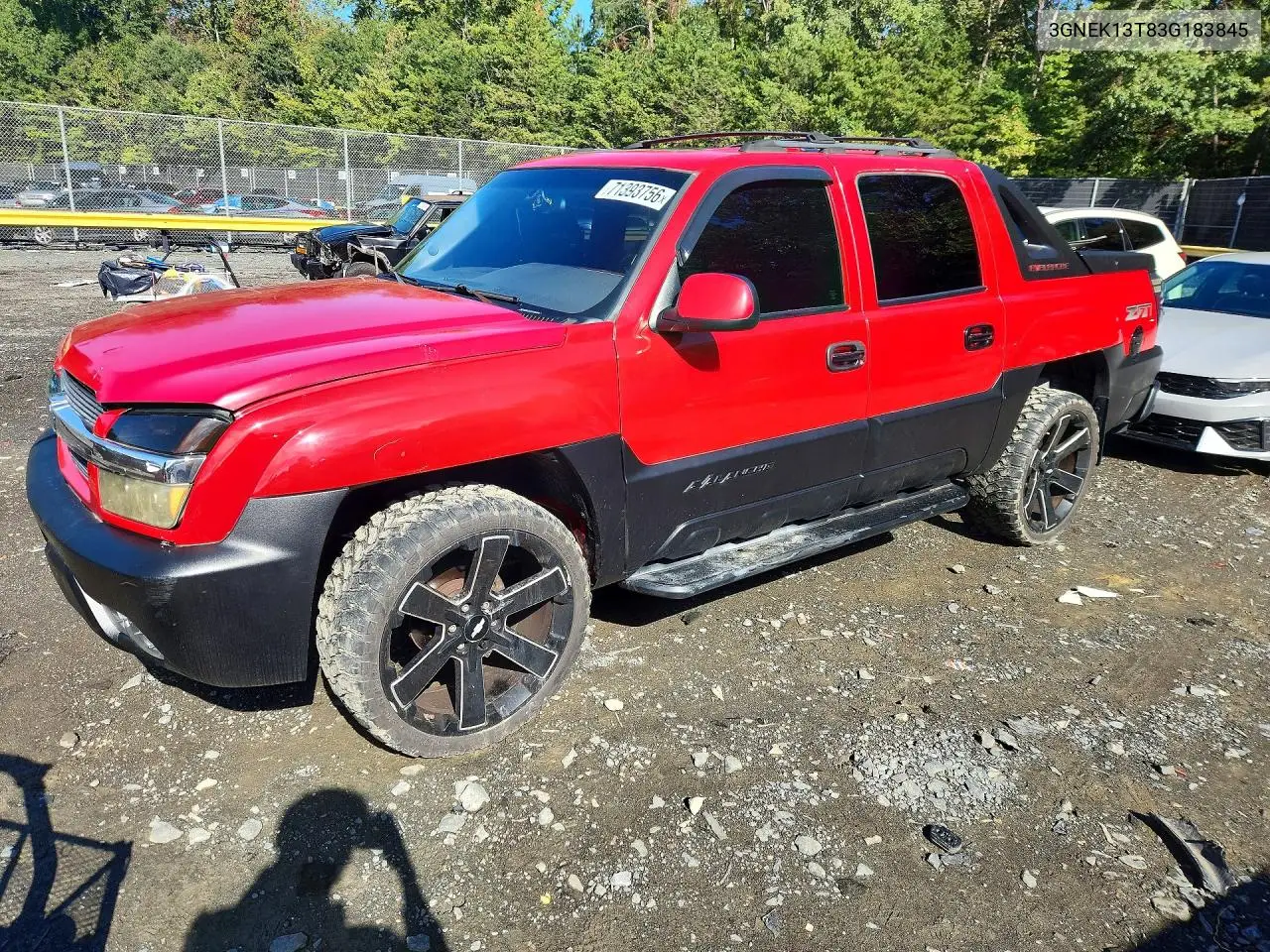 CHEVROLET AVALANCHE 2003, VIN 3GNEK13T83G183845