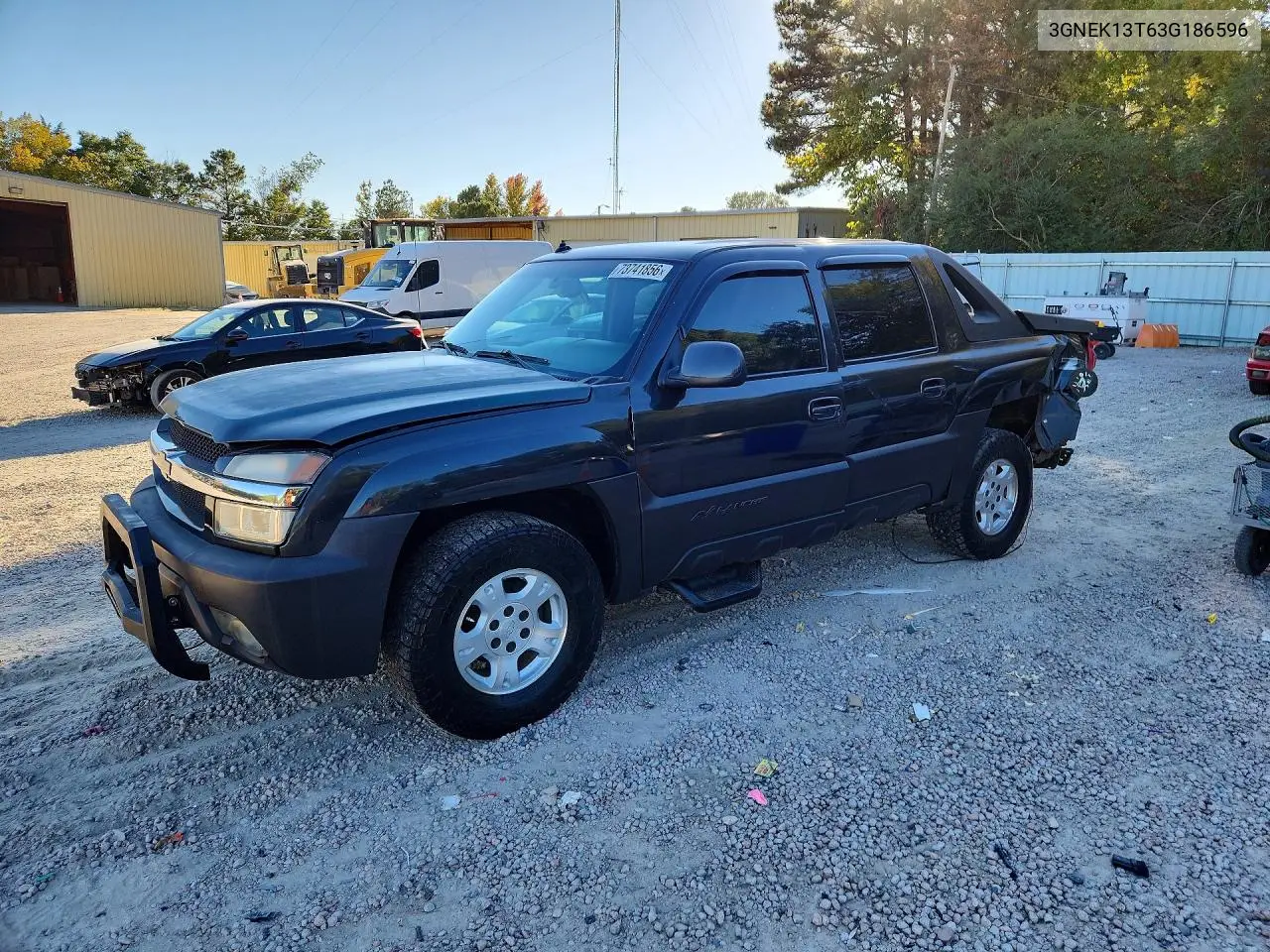 CHEVROLET AVALANCHE 2003, VIN 3GNEK13T63G186596