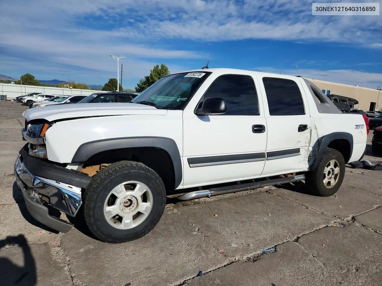 CHEVROLET AVALANCHE 2004, VIN 3GNEK12T64G316850