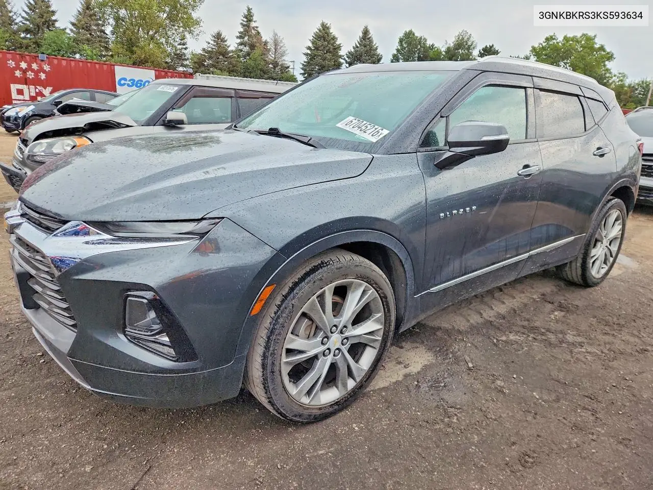 CHEVROLET BLAZER 2019, VIN 3GNKBKRS3KS593634