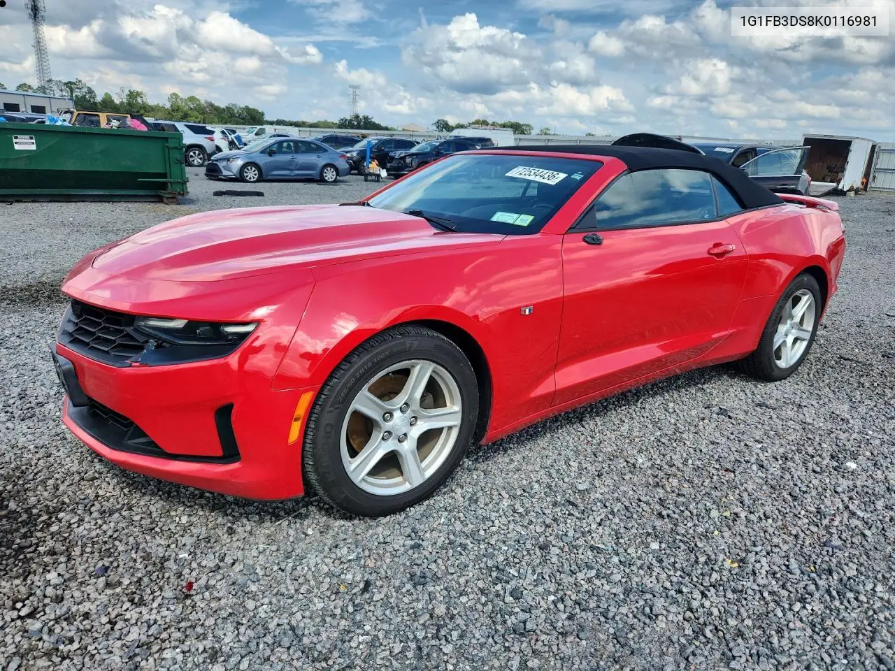 CHEVROLET CAMARO 2019, VIN 1G1FB3DS8K0116981