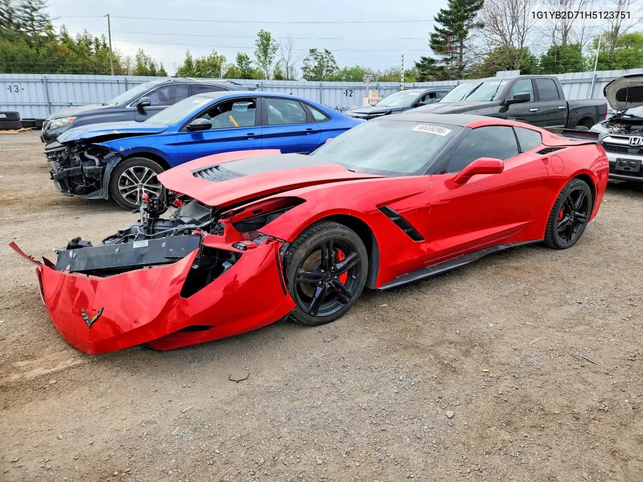 CHEVROLET CORVETTE 2017, VIN 1G1YB2D71H5123751