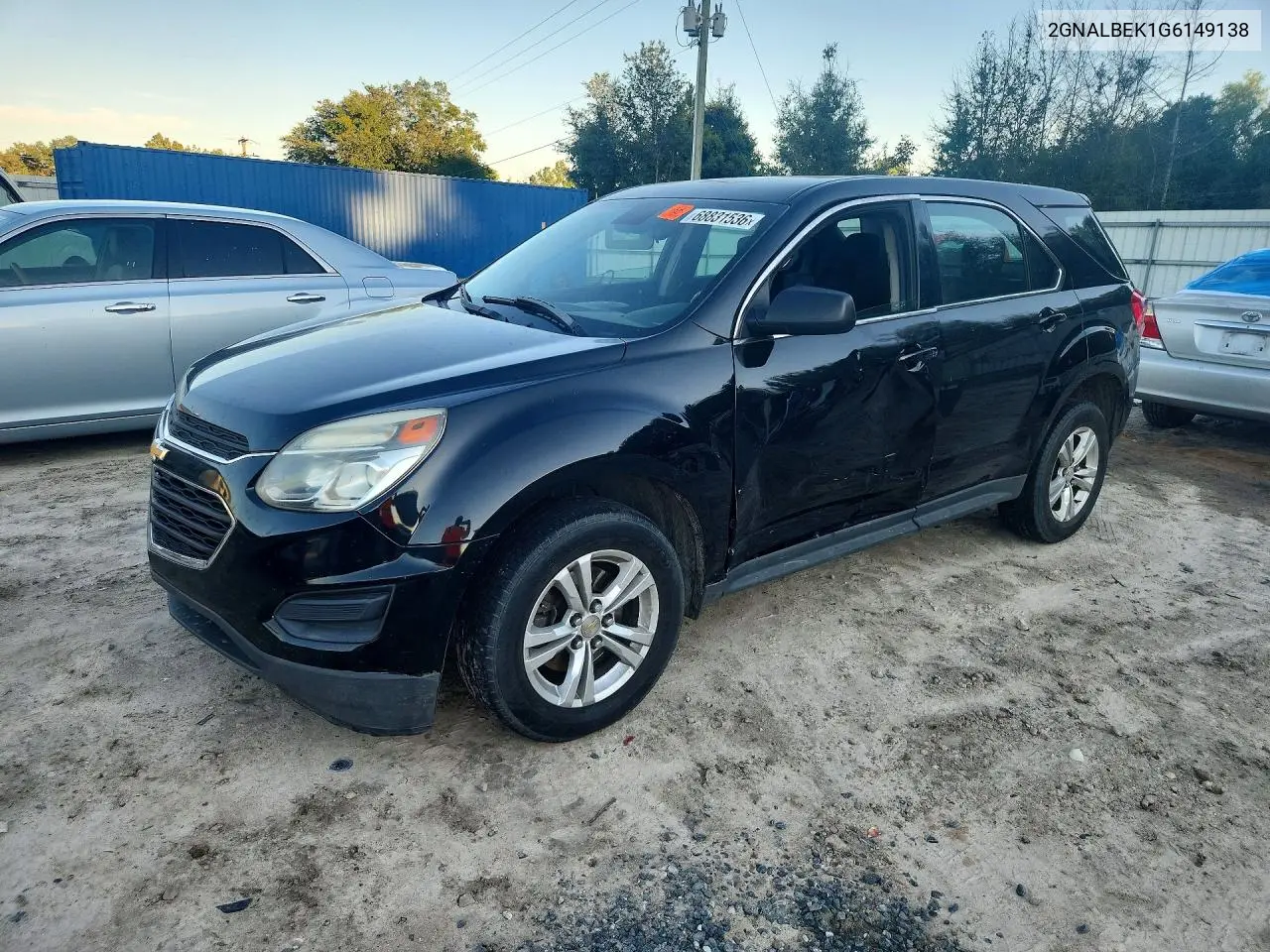 CHEVROLET EQUINOX 2016, VIN 2GNALBEK1G6149138