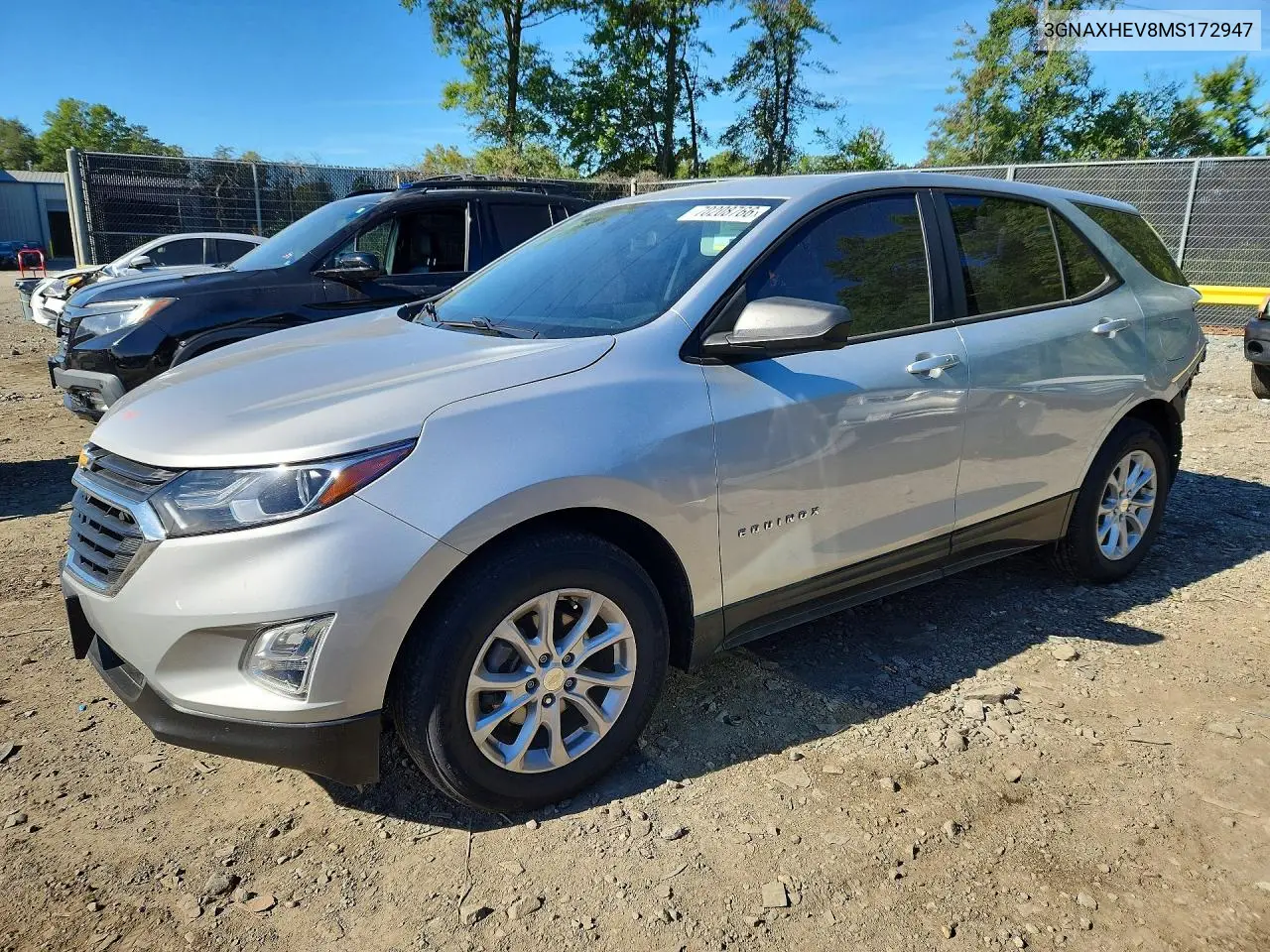CHEVROLET EQUINOX 2021, VIN 3GNAXHEV8MS172947