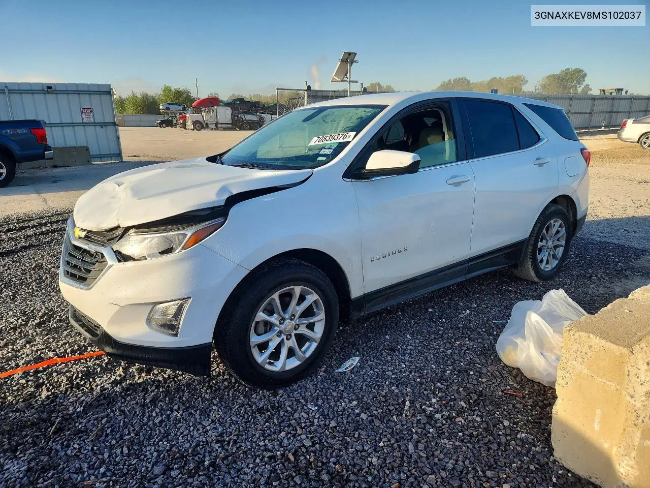 CHEVROLET EQUINOX 2021, VIN 3GNAXKEV8MS102037