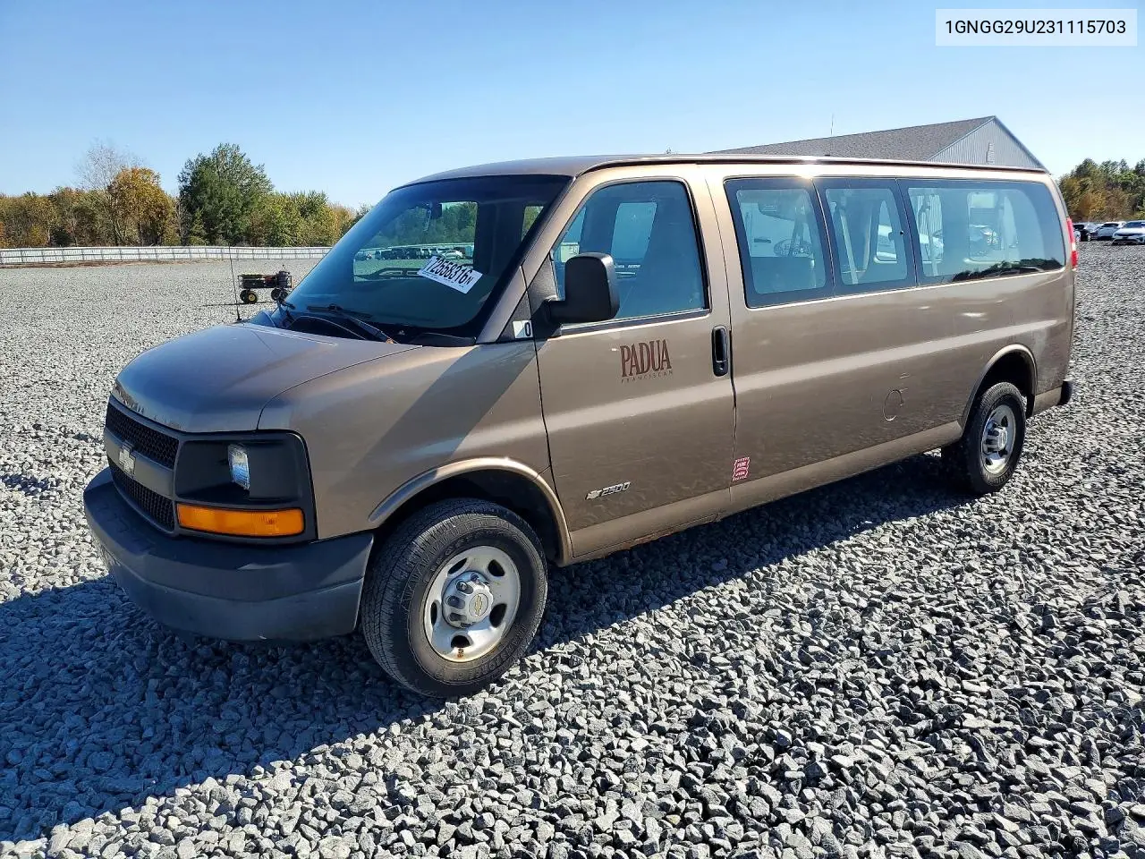 CHEVROLET EXPRESS 2003, VIN 1GNGG29U231115703