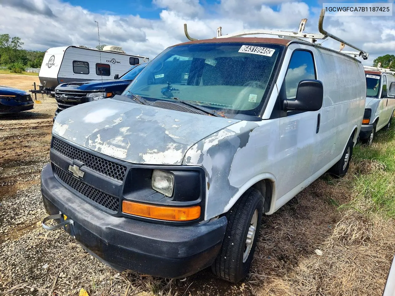 CHEVROLET EXPRESS 2011, VIN 1GCWGFCA7B1187425