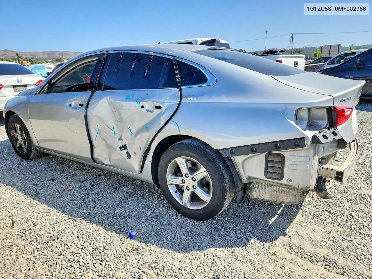 2021 CHEVROLET MALIBU VIN 1G1ZC5ST0MF002958 — фото 2