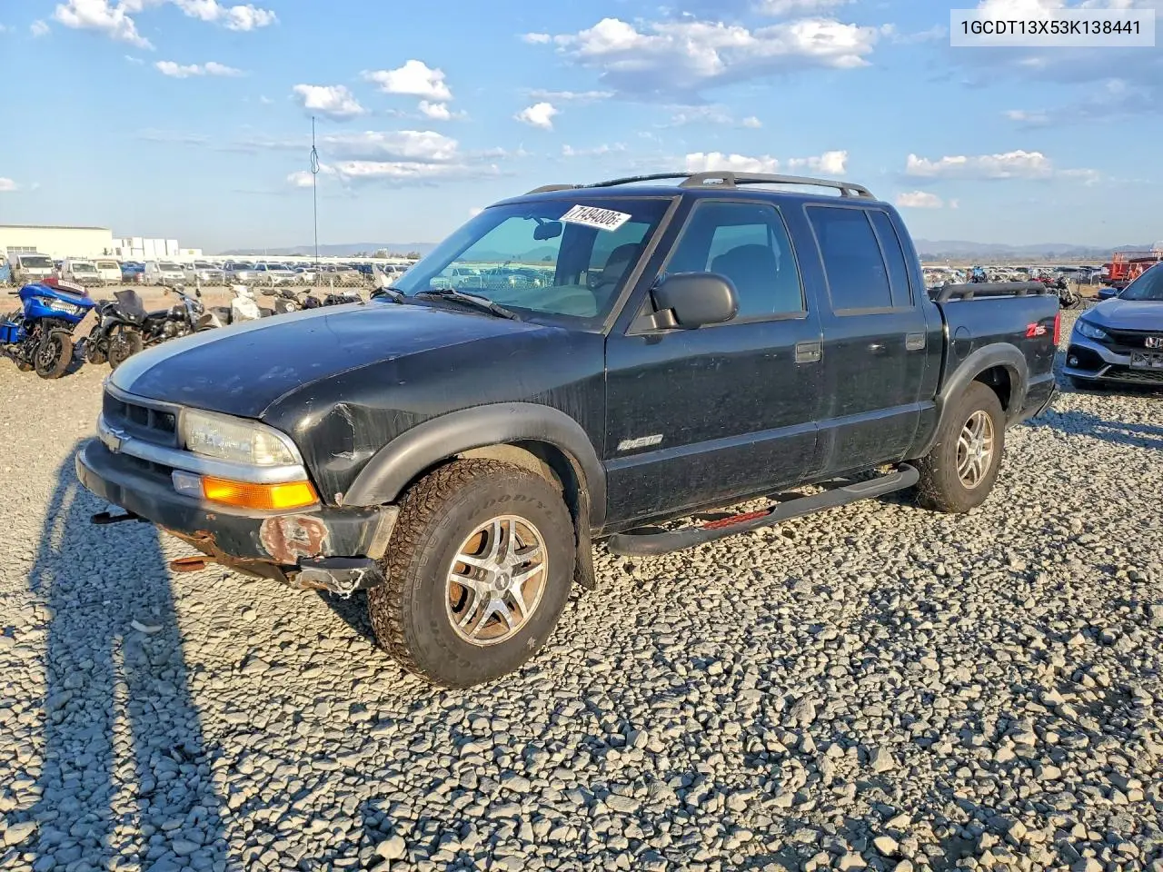 CHEVROLET S-10 PICKUP 2003, VIN 1GCDT13X53K138441