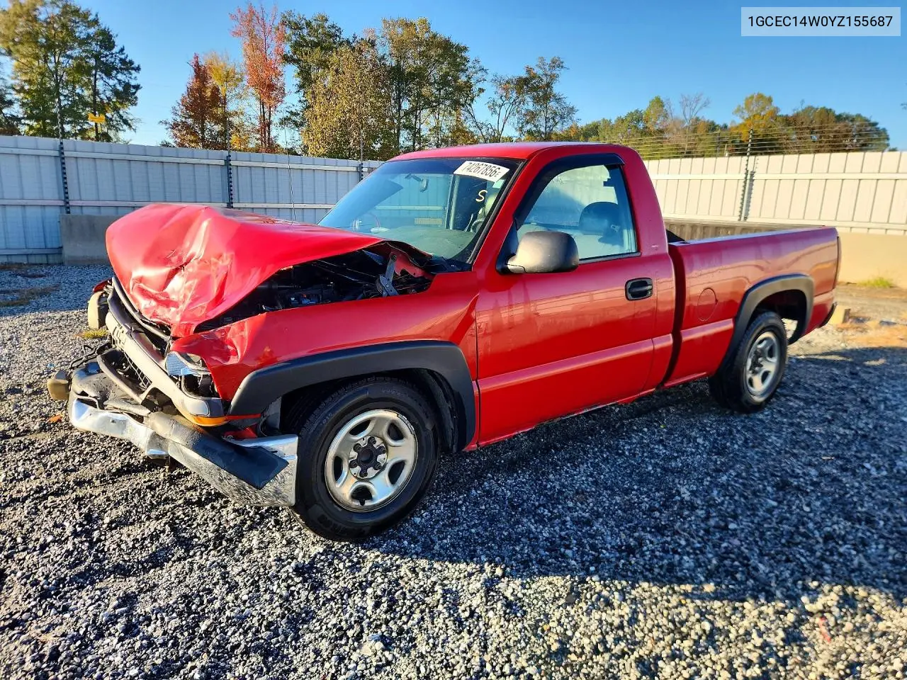 CHEVROLET SILVERADO 2000, VIN 1GCEC14W0YZ155687