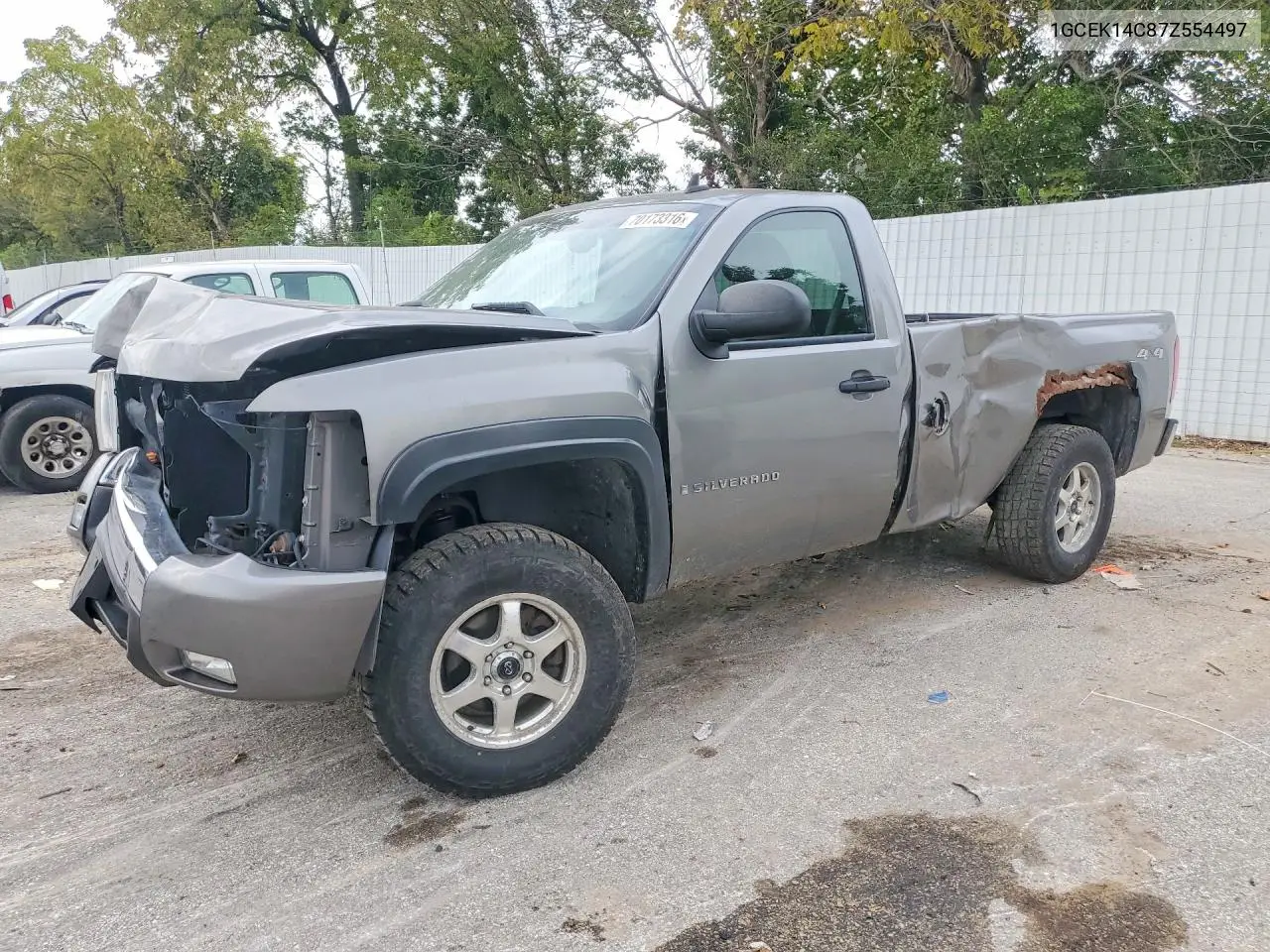 CHEVROLET SILVERADO 2007, VIN 1GCEK14C87Z554497