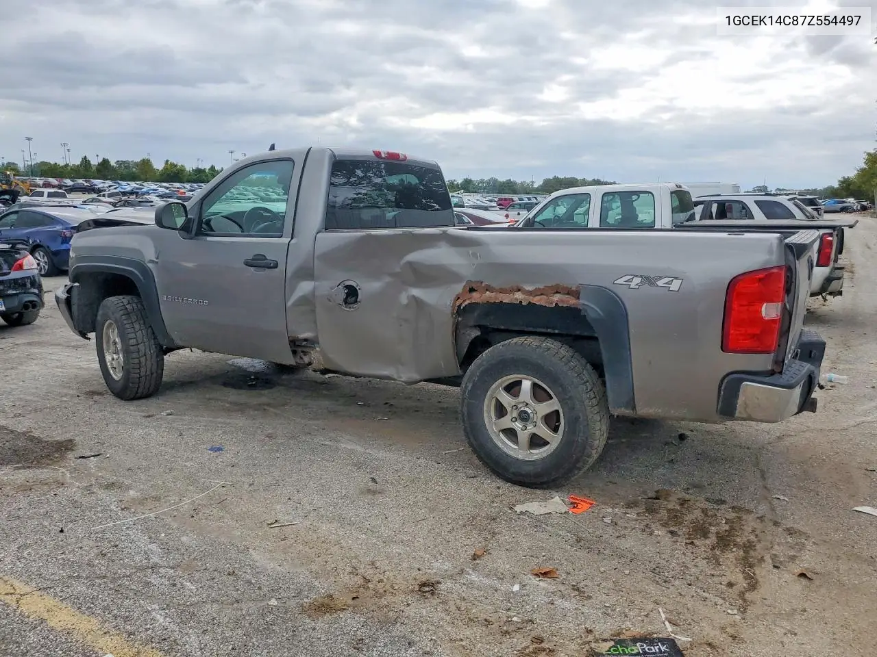 2007 CHEVROLET SILVERADO VIN 1GCEK14C87Z554497 — фото 2