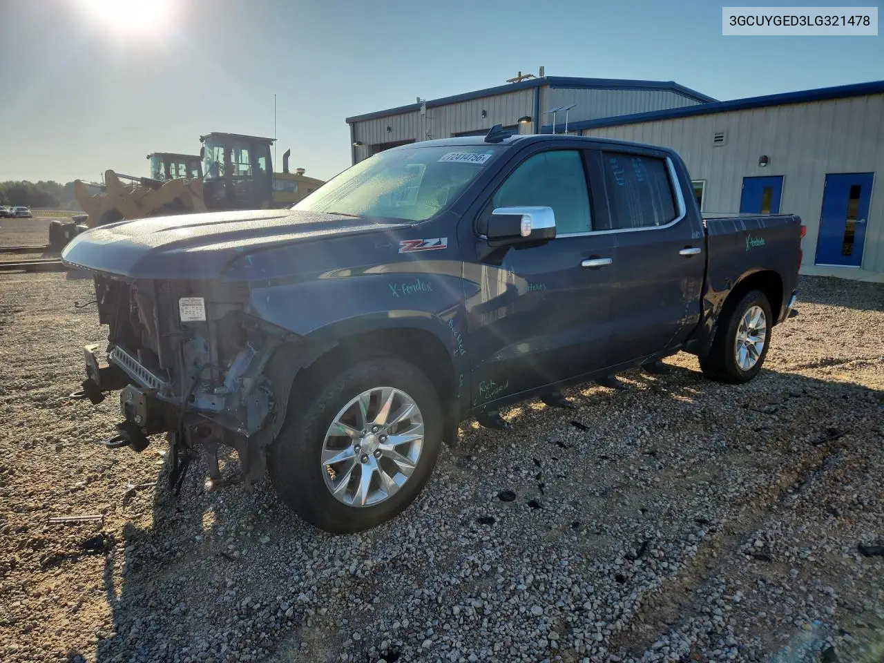 CHEVROLET SILVERADO 2020, VIN 3GCUYGED3LG321478