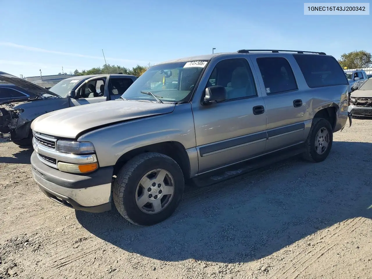 CHEVROLET SUBURBAN 2003, VIN 1GNEC16T43J200342