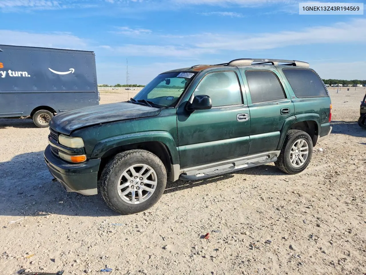 CHEVROLET TAHOE 2003, VIN 1GNEK13Z43R194569