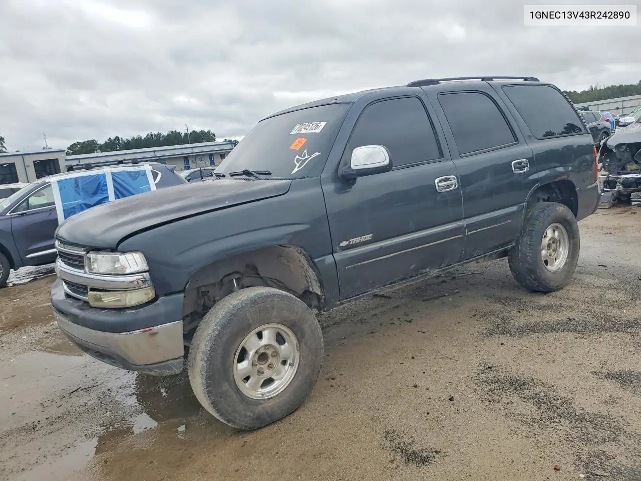 CHEVROLET TAHOE 2003, VIN 1GNEC13V43R242890