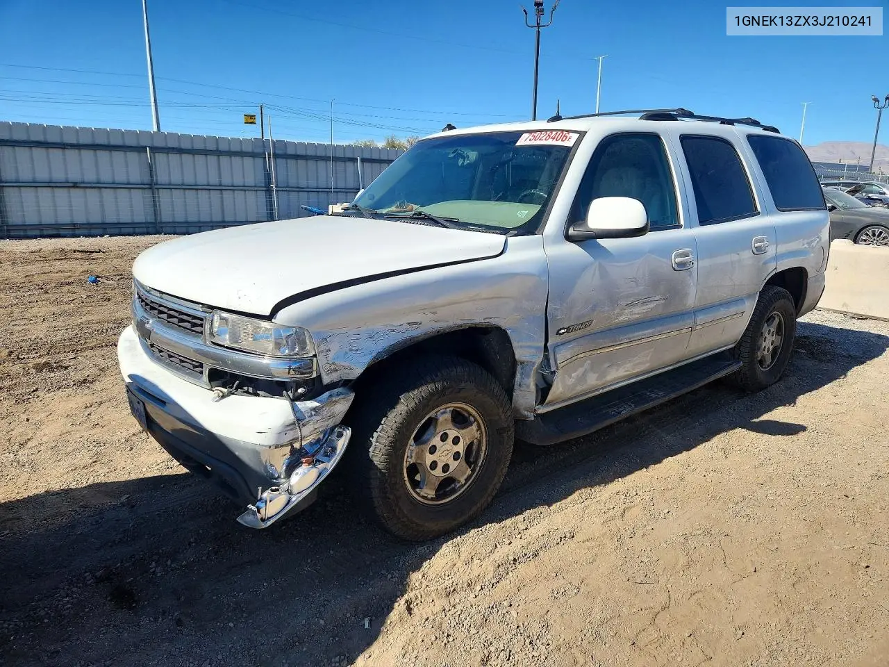 CHEVROLET TAHOE 2003, VIN 1GNEK13ZX3J210241