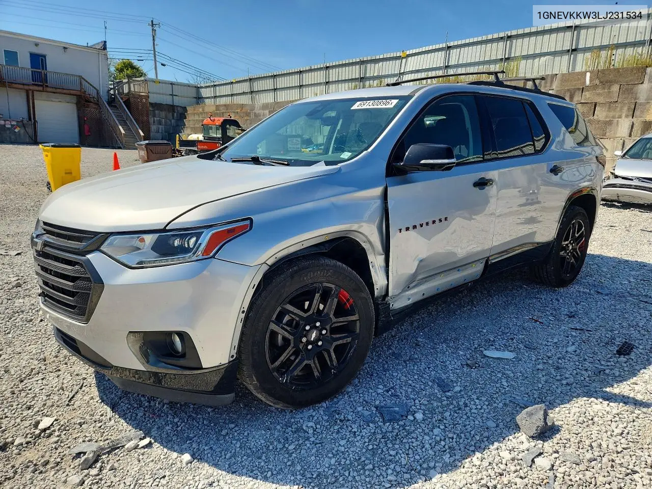 CHEVROLET TRAVERSE 2020, VIN 1GNEVKKW3LJ231534