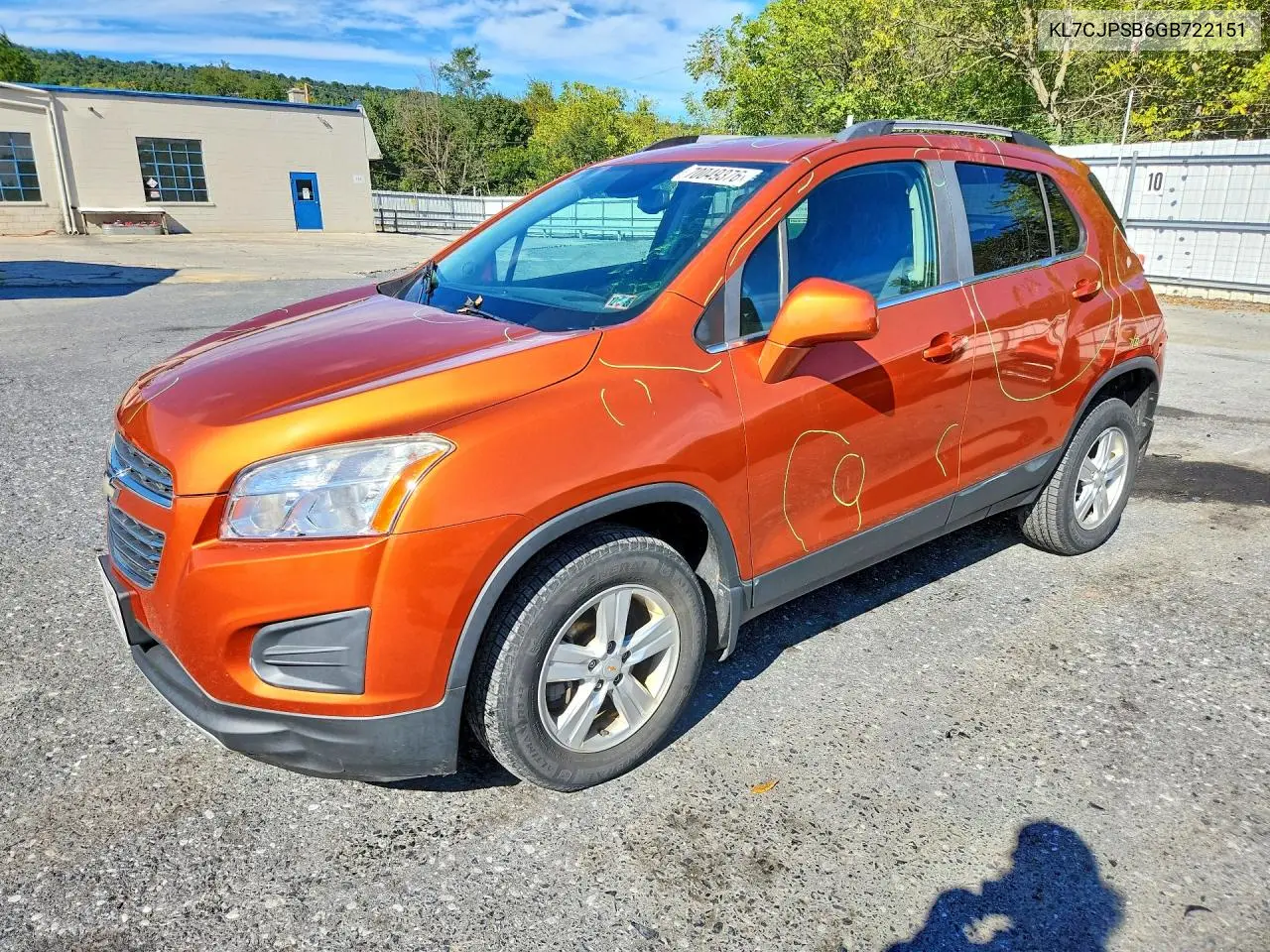 CHEVROLET TRAX 2016, VIN KL7CJPSB6GB722151