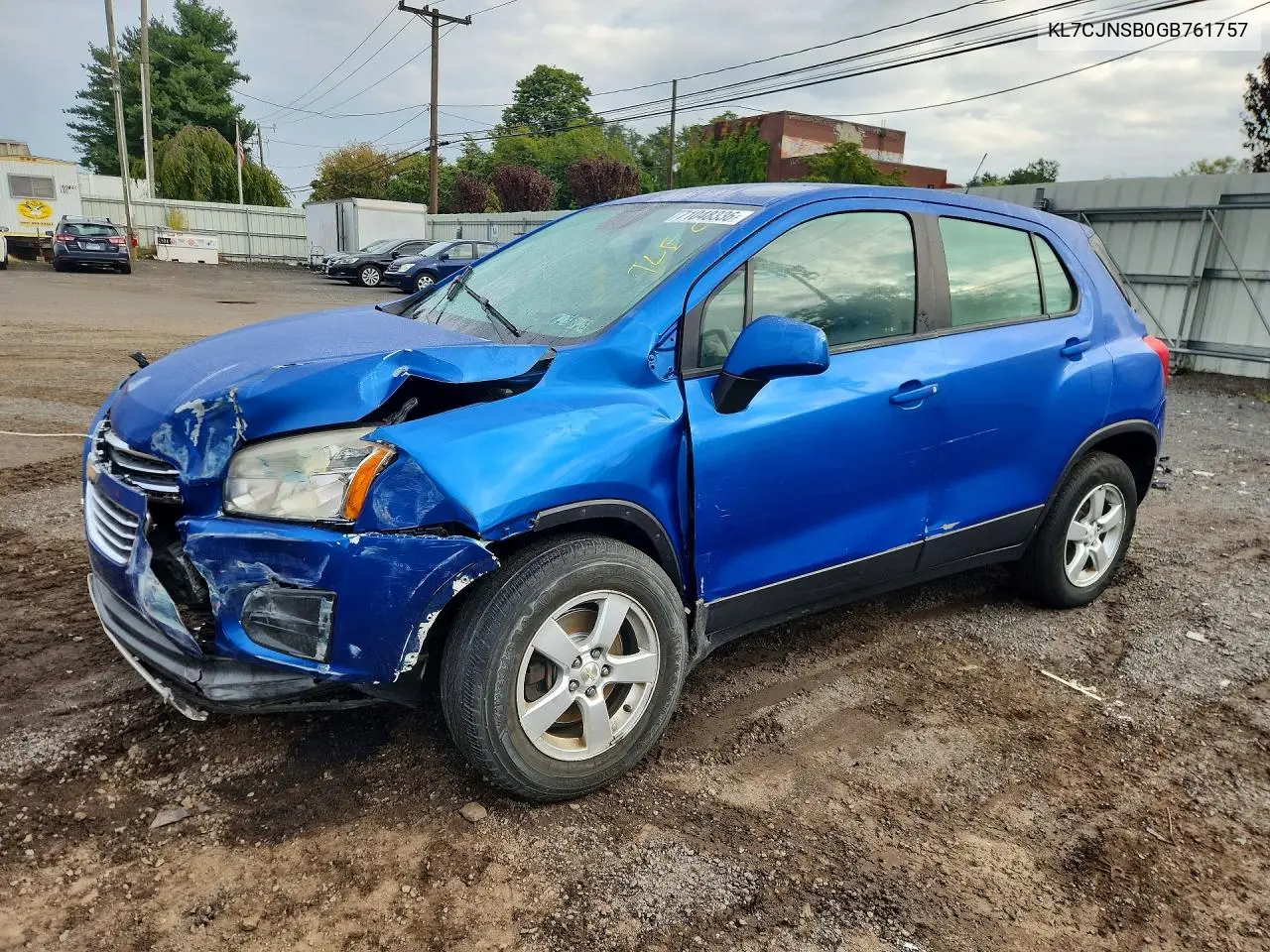 CHEVROLET TRAX 2016, VIN KL7CJNSB0GB761757