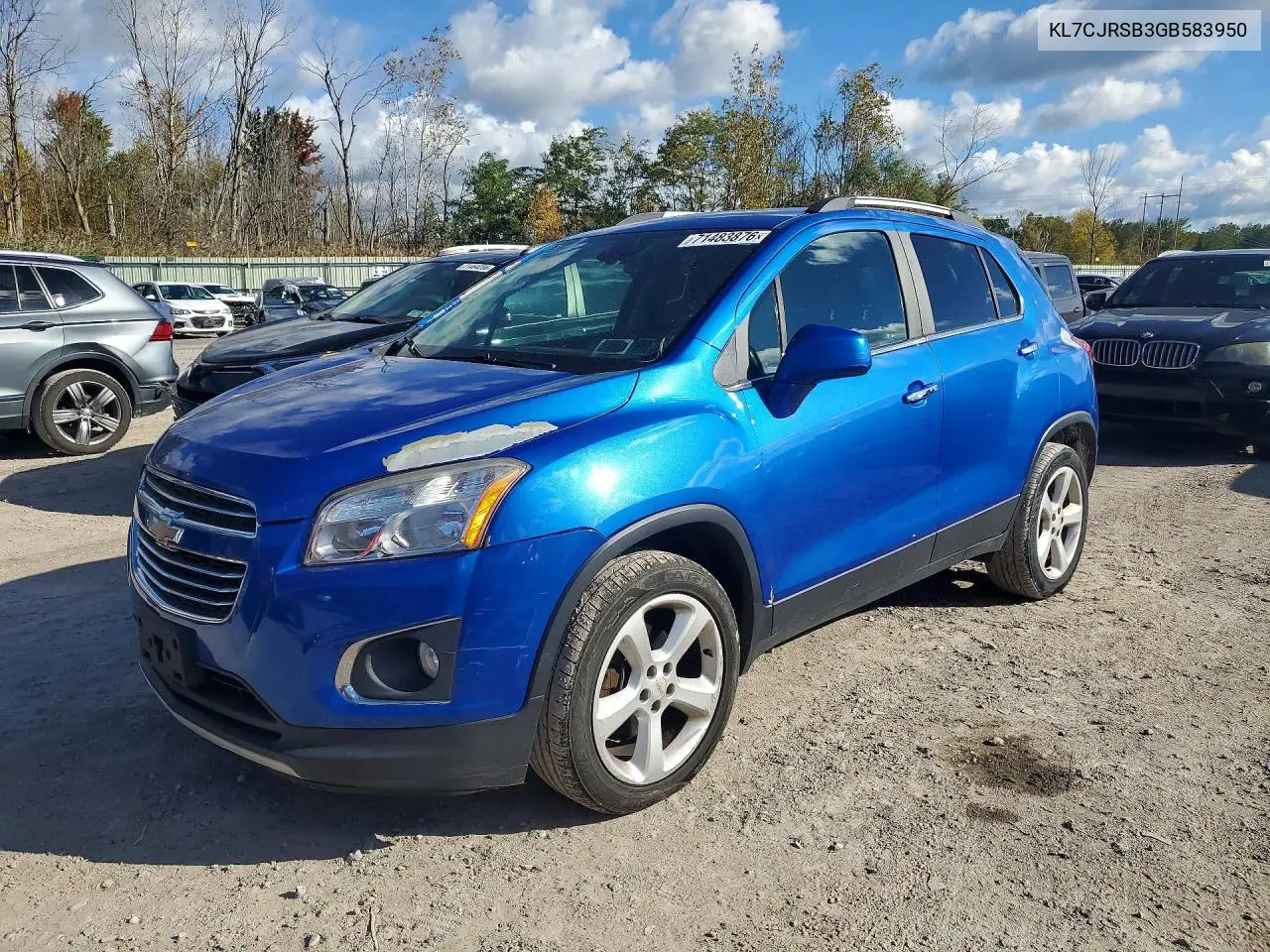 CHEVROLET TRAX 2016, VIN KL7CJRSB3GB583950