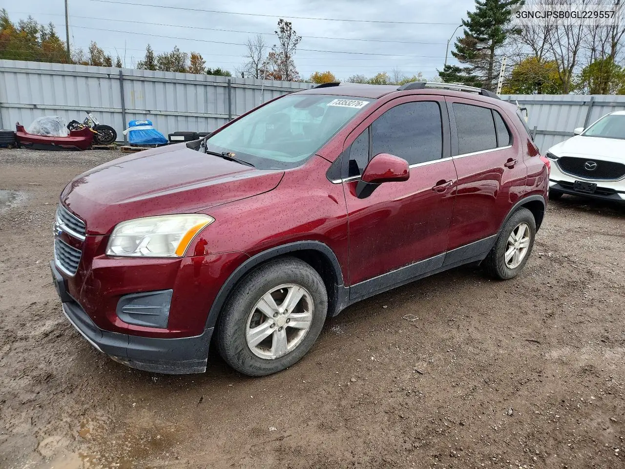 CHEVROLET TRAX 2016, VIN 3GNCJPSB0GL229557