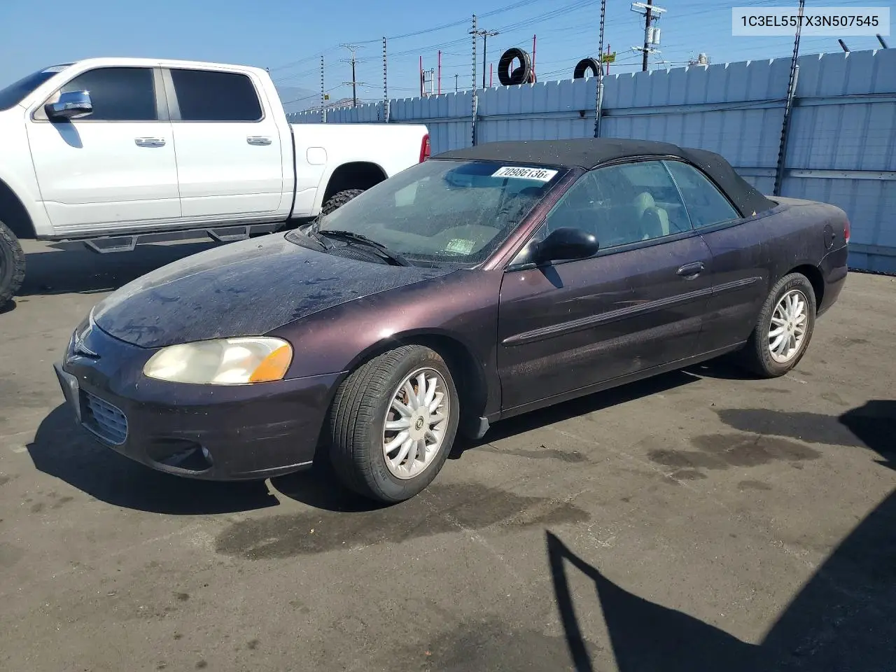 CHRYSLER SEBRING 2003, VIN 1C3EL55TX3N507545
