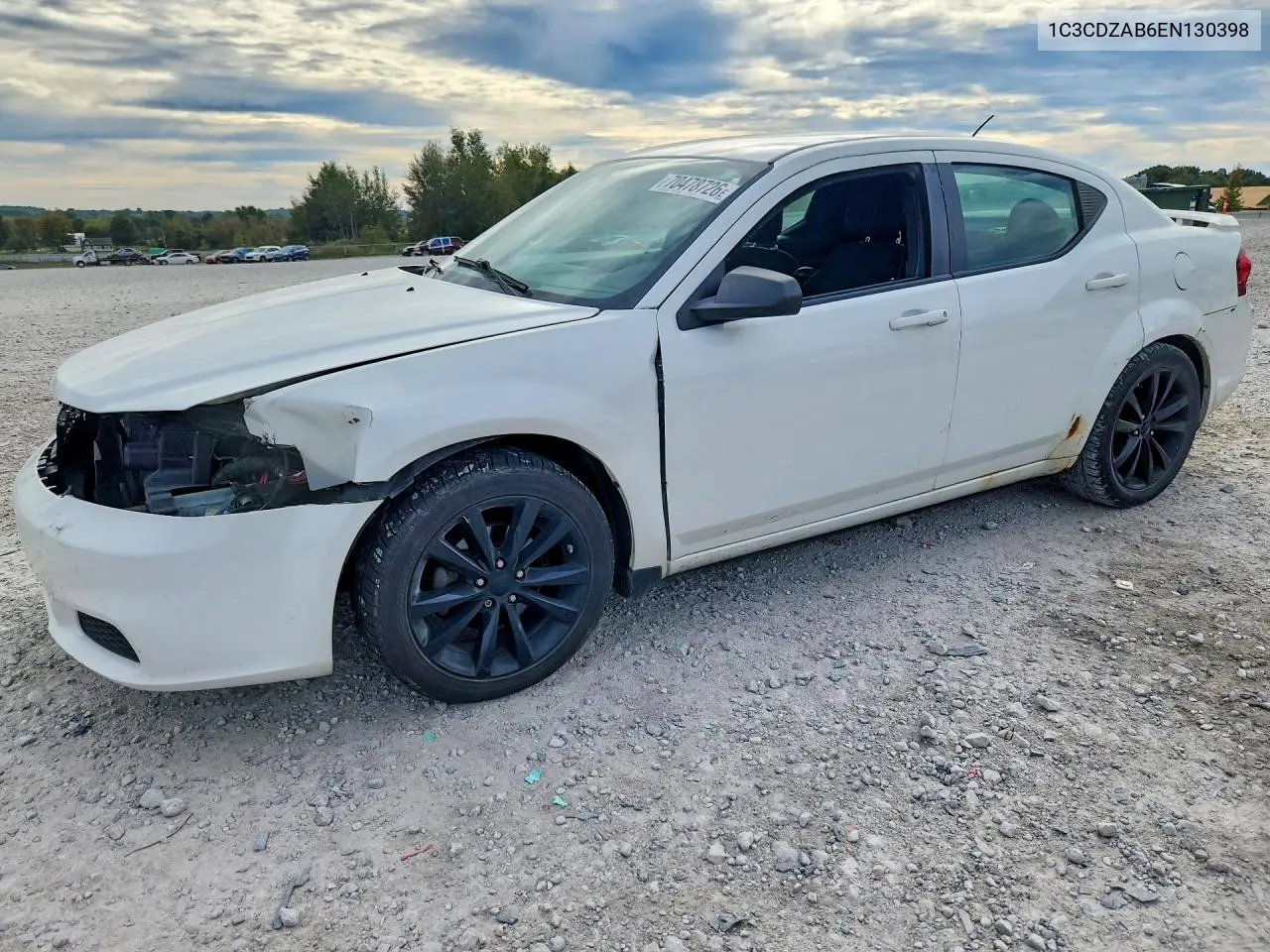 DODGE AVENGER 2014, VIN 1C3CDZAB6EN130398