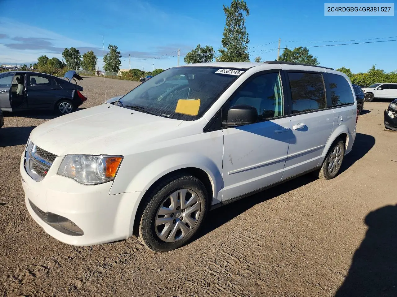 DODGE CARAVAN 2016, VIN 2C4RDGBG4GR381527